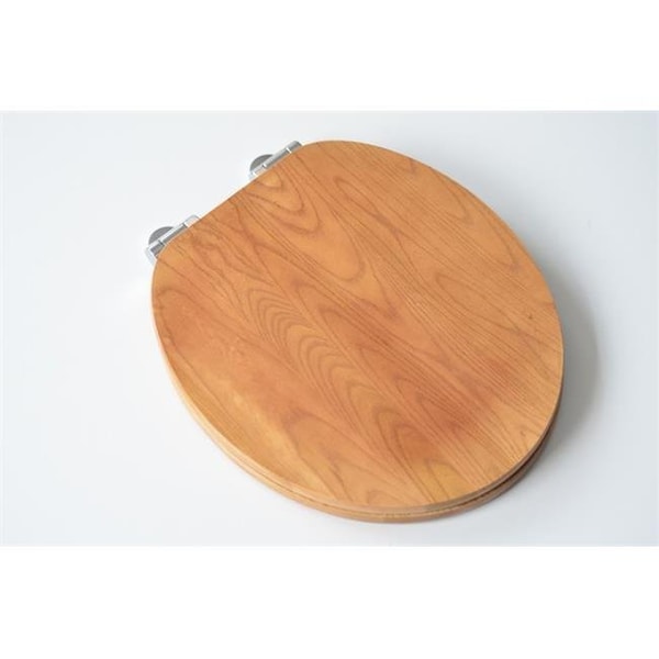 Plumbing Technologies Plumbing Technologies 5F1R3-17CH Contemporary Design Full Cover Solid Oak Wood Round Front Toilet Seat; Natural Oak 5F1R3-17CH - main